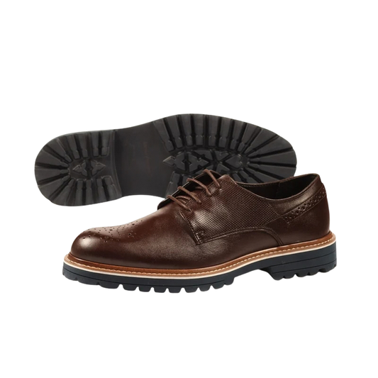 Men’s Brown Genuine Leather Lace-Up Derby Shoes