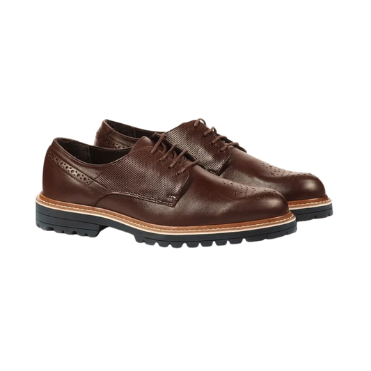 Men’s Brown Genuine Leather Lace-Up Derby Shoes