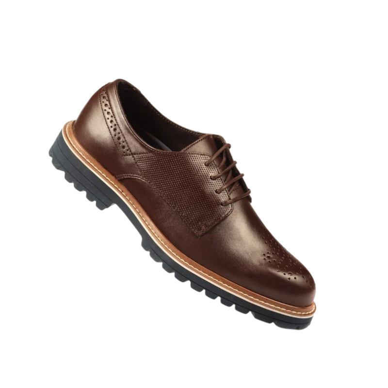 Men’s Brown Genuine Leather Lace-Up Derby Shoes